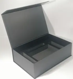 custom luxury black rigid magnetic flap cardboard cosmetics Equipment gift packaging paper box