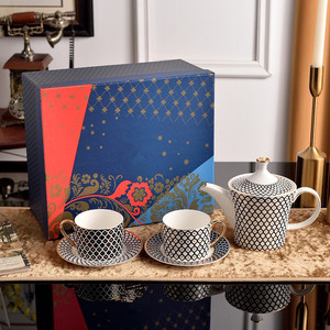 Ensemble de tasses à café en céramique au design personnalisé, porcelaine vintage, ensemble de café en céramique de luxe pour l'après-midi - Product Image 5