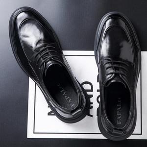 2025 High Quality Men's Business Plus Size Square Toe Leather Shoes Genuine Cowhide Upper Breathable Lightweight Lace-Up Closure - Product Image 1