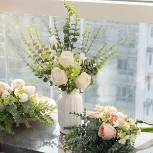 ช่อดอกกุหลาบประดิษฐ์ CallaFloral สีชมพูพีช สำหรับตกแต่งงานแต่งงาน ตกแต่งภายในบ้าน จัดแจกัน - Product Image 2