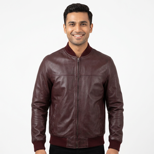 Chaqueta de Cuero para Hombre de Primera Calidad, Estilo Bomber, con Capucha, Diseño Vintage, Colores Negro, Marrón y Rojo Oxblood, Forro de Lino - Product Image 1