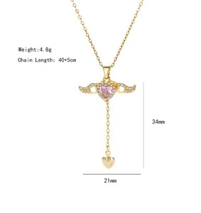 Elegante Collar con Colgante de Alas de Ángel de Acero Inoxidable con Circonita, para Mujer, Regalo - Product Image 2