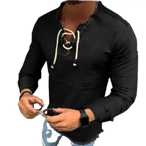 new western cowboy men's shirt with fringe jeans T-shirt top men with fashion design