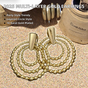 Pendientes de Aro Circulares de Metal Dorado Multicapa, Modernos y a la Moda 2025, para Mujer, Accesorios para Fiestas - Product Image 2