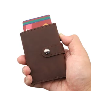 Wholesale Metal Credit Card Holder Aluminum Card Wallet Rfid Slim Leather Alloy Card Case