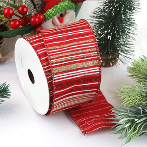 Fita de Poliéster Estampada de Natal OEM 63MM/38MM 10 Jardas Marca NAISHI com Borda Aramada para Decoração de Guirlandas e Árvores - Product Image 3