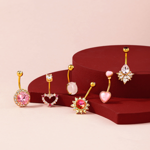Set de Joyería para Piercing de Ombligo Toposh de Acero Quirúrgico 316L con Garra de Dragón y Cristal Rosa de Moda - Product Image 4