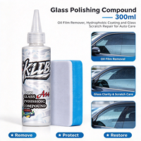 Produits d'entretien automobile : Composé de polissage pour vitres 150 ml, revêtement hydrophobe pour pare-brise, élimination du film gras et nettoyage