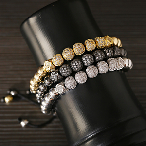 Pulsera de Diseño de Joyería de Lujo de Alta Calidad, Micro Pavé de Circonitas Cúbicas, Corona de Rey, Bola de Oro, Cuentas Carme, Pulsera de Macramé Trenzada - Product Image 3