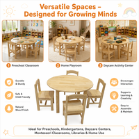 Ensemble table et chaise Montessori en bois à bords lisses, non toxique, avec rangement, idéal pour les centres d'apprentissage précoce - Vente chaude