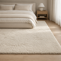 Tapis Minimaliste en Laine Crème Blanc Doux et Épais, Luxe Moderne, Tufté à la Main, pour Chambre, Salon, Villa, Hôtel, Designer