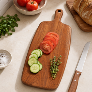 Tabla de cortar larga de madera de ébano premium con orificio para colgar, tabla de cortar estrecha de madera para servir pan y <span class=keywords><strong>queso</strong></span> - Product Image 5