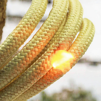 Corde carrée tressée en aramide résistante aux coupures, 100 % fibre de para-aramide, ignifuge, résistante aux produits chimiques et aux radiations, bobine jaune