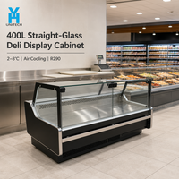 Vitrine réfrigérée Unitech HS-FSF-180 pour charcuterie, vitre droite, refroidissement par air, thermostat réglable, 400L, 2-8°C, vitrine à viande