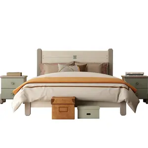 नॉर्डिक शैली बिस्तर फ्रेम बच्चों जुड़वां बिस्तर ठोस लकड़ी बच्चों लक्जरी बेडरूम फर्नीचर सेट सस्ते