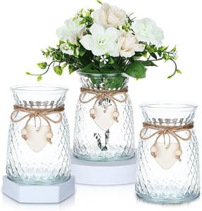 Jarrón de cristal ondulado de agua de estilo moderno, cuerda de cáñamo, 6,3 pulgadas, Vintage Decoración de mesa, aniversario, hecho en China - Product Image 1