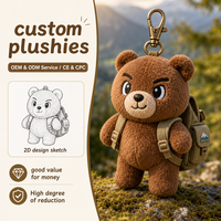 Porte-clés en peluche ours de luxe, porte-clés animal en peluche de dessin animé