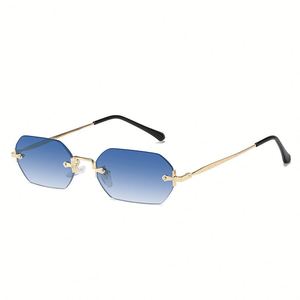 Gafas de Sol Cuadradas Sin Montura de Aleación para Hombre y Mujer, con Logotipo Personalizado, Moda 2025, Protección UV400, Montura Pequeña, Estilo Poligonal - Product Image 6