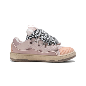 Zapatillas Unisex Rosas Extra Gruesas con Cordones y Malla, Colores Mixtos para Parejas, Calzado Casual de Skateboard para Todas las Estaciones - Product Image 3