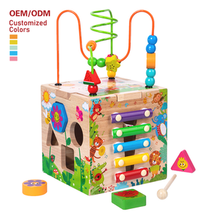 New Arrival Montessori Educational <b>Toy</b> Multi-function Round Bead Treasure <b>Box</b> Wooden Shape Sorter Activity Cube <b>Toys</b> for Kids - Product Image 1
