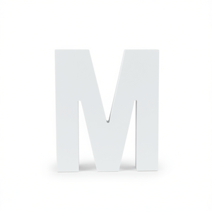 Insegna decorativa da parete in legno a forma di lettera M bianca 3D per casa o ufficio - Product Image 2