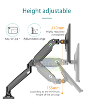 Support de bureau pour écran LCD d'ordinateur KALOC, entièrement réglable, en aluminium, avec bras à ressort