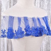 Fournisseur direct d'usine, dentelle personnalisée, broderie décorative, garniture élastique, dentelle extensible avec perles, support OEM ODM