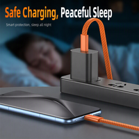 Câble de charge rapide USB-C en nylon tressé avec cœur en cuivre épais et puce intelligente pour une charge sécurisée des téléphones portables, ordinateurs et appareils photo
