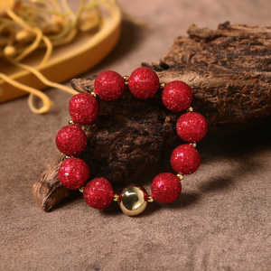 Fashion Beaded <b>Bracelet</b> <b>Red</b> Glitter Stones PVD Gold Plated 316L Stainless Steel Sustainable Resistant Jewelry - Product Image 3