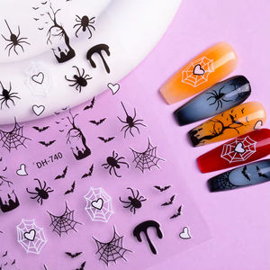 Honey Girl <span class=keywords><strong>Halloween</strong></span> en relieve Nail Art Decals New Spider Web Vampire Zombie Bone Hand Stickers Adhesivo <span class=keywords><strong>de</strong></span> plástico decorativo Henna - Product Image 3