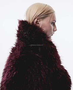 Veste courte en fausse fourrure effet fourrure courte de qualité supérieure, élégante, pour femmes, luxe, bordeaux, peluche, fausse fourrure, veste moelleuse de luxe, <span class=keywords><strong>manteau</strong></span> en fourrure <span class=keywords><strong>court</strong></span> - Product Image 3
