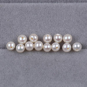 Perles rondes blanches d'eau douce naturelles Zhuji faites à la main, perles en vrac pour la fabrication de bijoux - Product Image 1