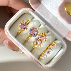 Gemstone Fashion Rings 18K Gold Plated Zircon Butterfly Eternity Band Ring for Women - Product Image 2