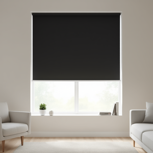 Store enrouleur noir 47,2 x 90,6 pouces en polyéthylène haute densité pour porte et fenêtre, design minimaliste - Product Image 2