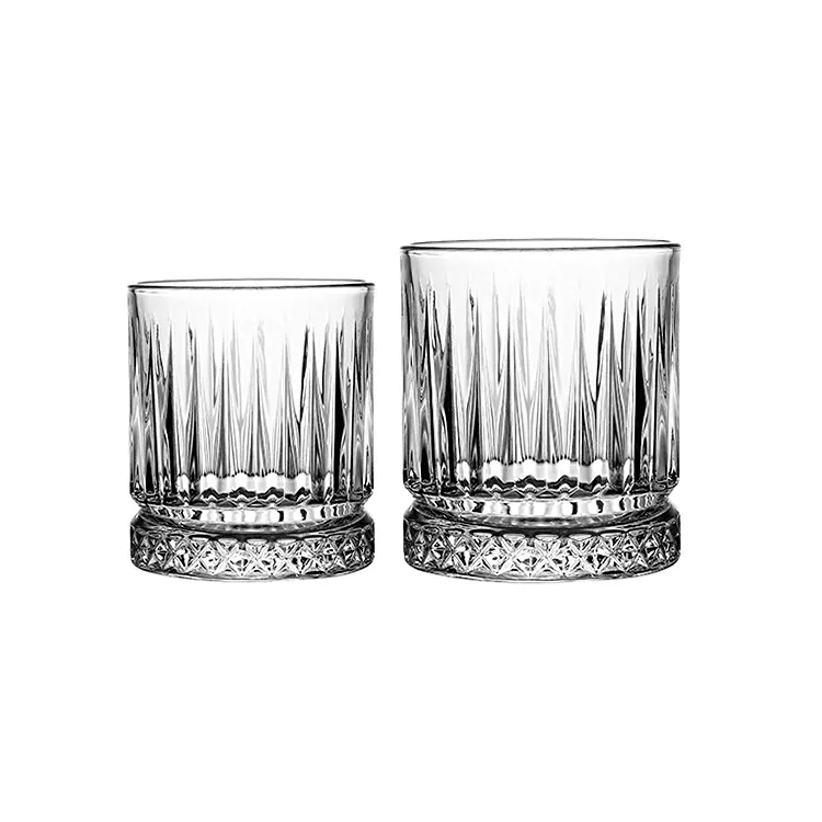 2021 Newly Arrive Tall Embossed Crystal Rocks Wine Whisky Collins Hiball Tumbler Glasses
