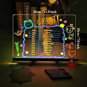 Led-Bericht Acryl Bord Met Standaard Droog Uitwisbaar Schrijven Nachtlampje Notitiebord - Product Image 1