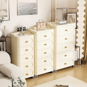 Cajonera de Plástico Beige de 6 Niveles para Dormitorio, Organizador de Armario Portátil y Moderno con Ruedas - Product Image 4