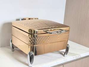 Plats à chafing en acier inoxydable martelé or rose de 6 litres pour la restauration, plats de service pour les fêtes et les grands événements - Product Image 4