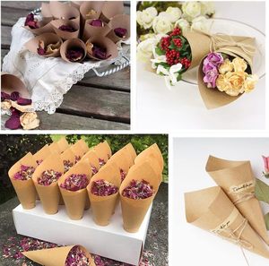 กรวยกระดาษสีน้ำตาลและกรวยกลีบดอกไม้สีดำสำหรับงานแต่งงาน ของชำร่วย ของขวัญ ขนม ของตกแต่งห่อช่อดอกกุหลาบ - Product Image 4