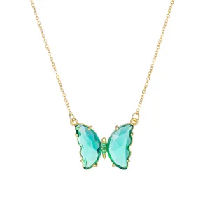 Collier En Acier Inoxydable Papillons Fashion Glass Crystal Butterfly Fairy Titanium Steel Niche Pendant Female Necklace