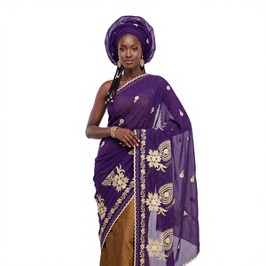 Hiyab de Chifón Bordado al por Mayor con Diseño Floral y Borde Festoneado para Uso Diario de Mujeres, Estilo Tradicional - Product Image 1