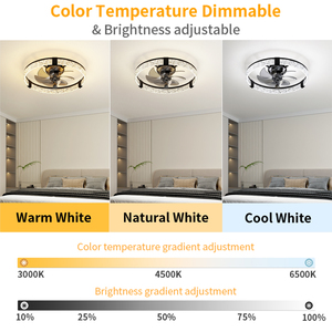 6-speed Nordic Modern Style Acrylic LED DC Motor Fan <b>Light</b> with <b>Remote</b> <b>Control</b> and Dimmable for Kitchen Application - Product Image 3