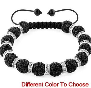 10mm Full Pave Crystal <strong>Bracelet</strong> Handmade Braided Adjustable <strong>Bracelet</strong> Multicolor Rhinestone Clay Bead Ball Wristband - Product Image 1