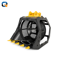 Godet de criblage robuste QS pour excavatrice, avec cadre octogonal et tambour perforé, pour excavatrices de 5 à 50 tonnes