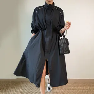 Оптовая продажа, 2023 осеннее универсальное женское платье с невидимой пуговицей, с высокой талией и разрезом выше колена