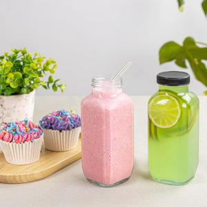 Botellas de Bebidas Más Vendidas, Botellas de Vidrio Cuadradas Portátiles, Vasos para Té de Burbujas, Frascos Cuadrados para Condimentos - Product Image 4