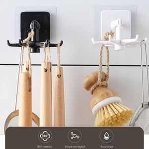Kitchen Bathroom Organizer Storage Rack with 360 Degree Rotatable <b>Hooks</b> Multi-Purpose <b>Hooks</b> for Spoon Hanger Gadgets Storage - Product Image 4