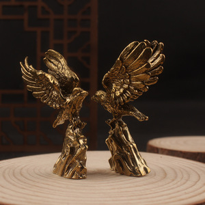 Pure Brass Eagle Sculpture 2Pcs Handmade Traditional Tabletop Ornament For Desk Decor - Product Image 3