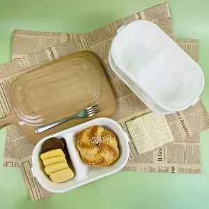 Экологичная целлюлозная одноразовая коробка для еды из сахарного тростника, разлагаемая коробка для салата, коробка для упаковки сахарного тростника, контейнер для еды