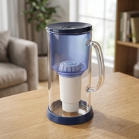 Teko Filter Air Rumah Tangga Manual 3.3L Kaca & Baja Tahan Karat Filter Karbon Aktif Menghilangkan Klorin Logam Berat Bau Tak Sedap